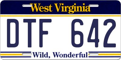 WV license plate DTF642