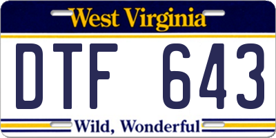 WV license plate DTF643