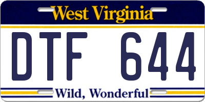 WV license plate DTF644