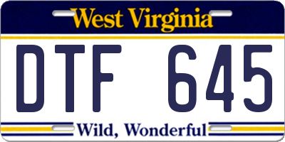 WV license plate DTF645