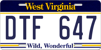 WV license plate DTF647