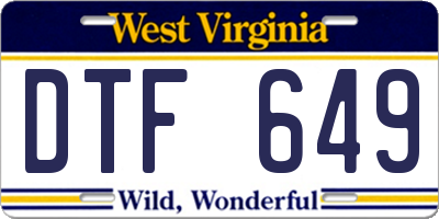 WV license plate DTF649