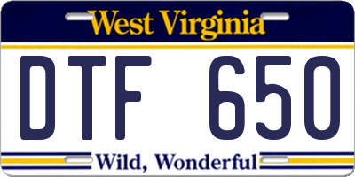 WV license plate DTF650