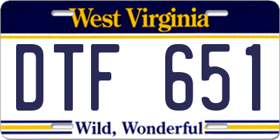 WV license plate DTF651