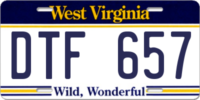 WV license plate DTF657