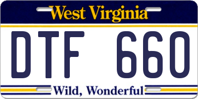 WV license plate DTF660