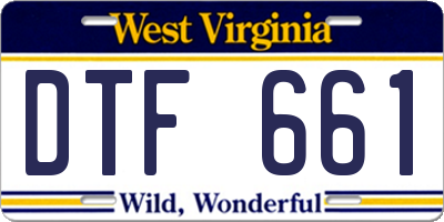 WV license plate DTF661