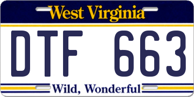 WV license plate DTF663