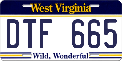 WV license plate DTF665