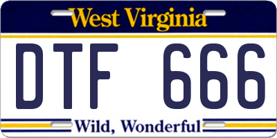 WV license plate DTF666