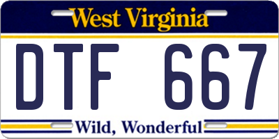 WV license plate DTF667