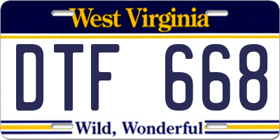 WV license plate DTF668