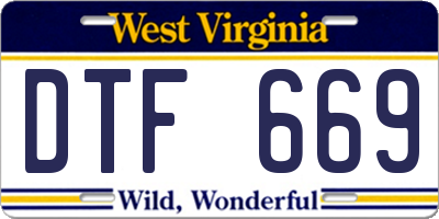 WV license plate DTF669