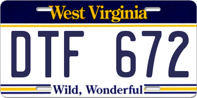 WV license plate DTF672