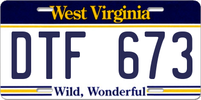 WV license plate DTF673