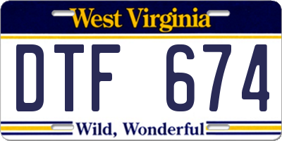 WV license plate DTF674