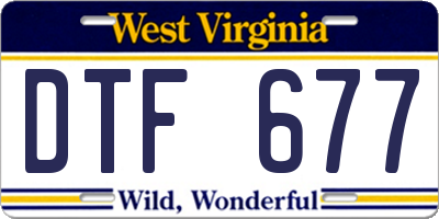 WV license plate DTF677