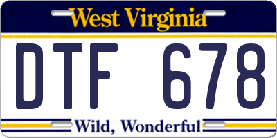 WV license plate DTF678