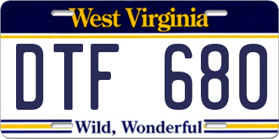 WV license plate DTF680