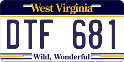 WV license plate DTF681