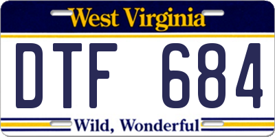 WV license plate DTF684