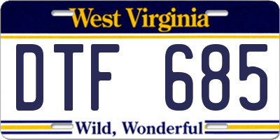 WV license plate DTF685