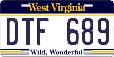 WV license plate DTF689