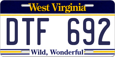 WV license plate DTF692