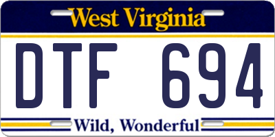 WV license plate DTF694