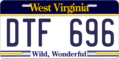 WV license plate DTF696