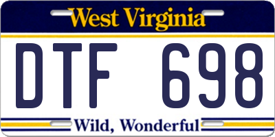 WV license plate DTF698