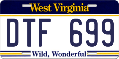 WV license plate DTF699