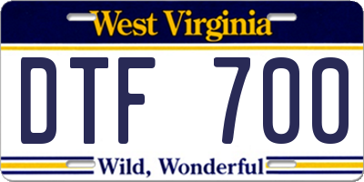 WV license plate DTF700