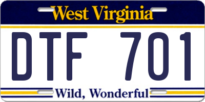 WV license plate DTF701