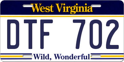 WV license plate DTF702