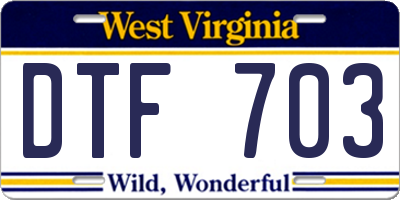 WV license plate DTF703