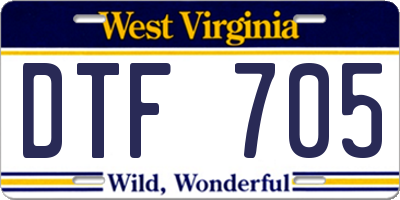 WV license plate DTF705