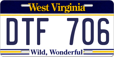 WV license plate DTF706