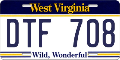 WV license plate DTF708