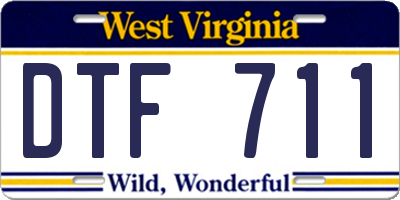 WV license plate DTF711