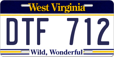 WV license plate DTF712