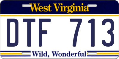 WV license plate DTF713