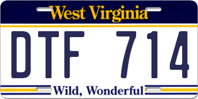 WV license plate DTF714