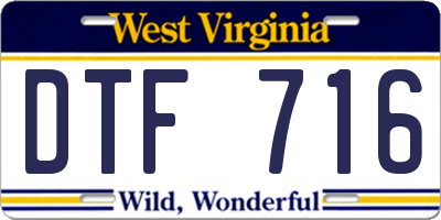 WV license plate DTF716