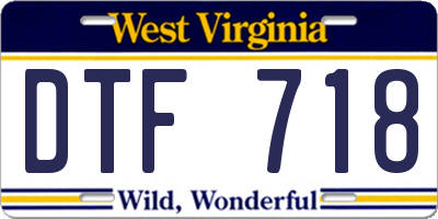 WV license plate DTF718