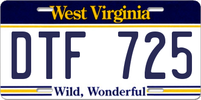 WV license plate DTF725