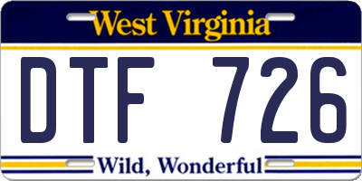 WV license plate DTF726