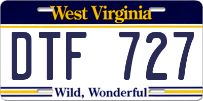 WV license plate DTF727