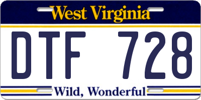 WV license plate DTF728