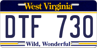 WV license plate DTF730